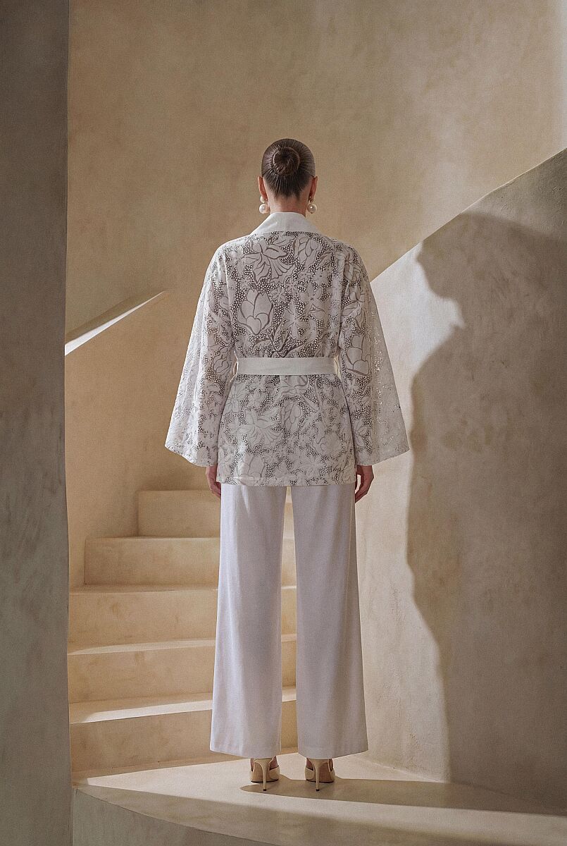 FIORE - Vegan İpek Kimonolu Kadın Pijama Takımı - Ivory - Pierre Cardin (1)