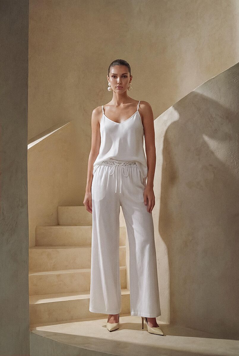 FIORE - Vegan İpek Kimonolu Kadın Pijama Takımı - Ivory - Pierre Cardin (1)